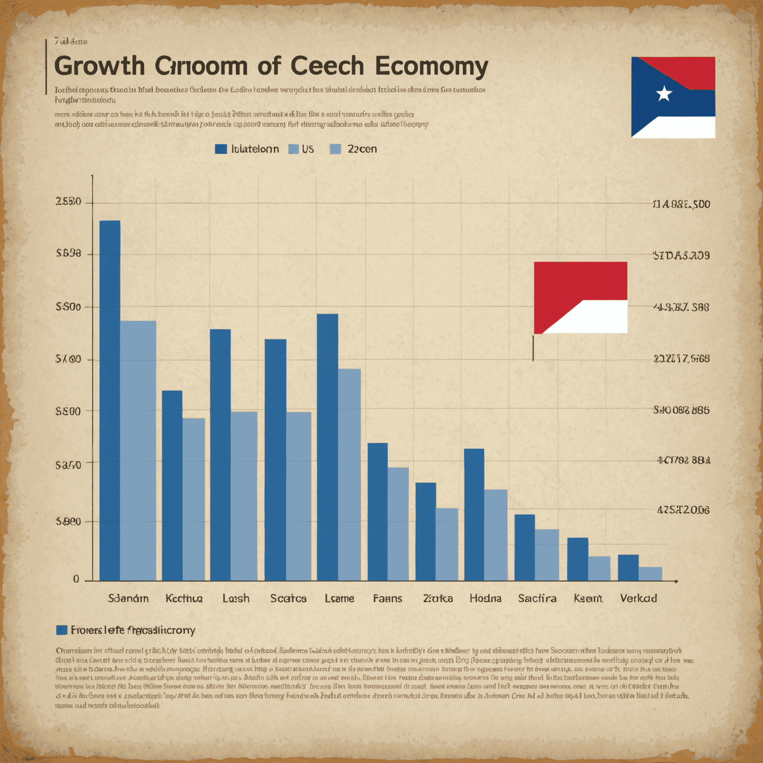 Graf zobrazující růst české ekonomiky s pozitivním trendem